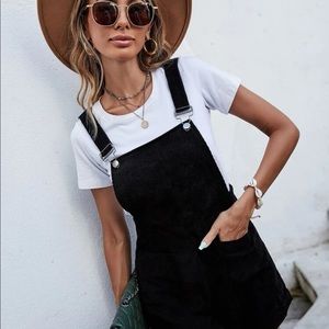 Black overall shorts